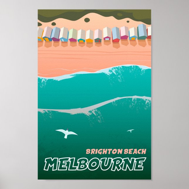 Póster Brighton Beach Melbourne Australia Viajes de época (Frente)