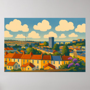 Póster Brighton & Hove Rooftops - Whimsical