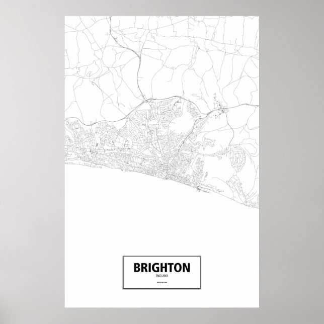Póster Brighton, Inglaterra (negro sobre blanco) (Frente)