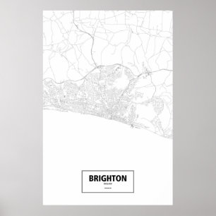 Póster Brighton, Inglaterra (negro sobre blanco)