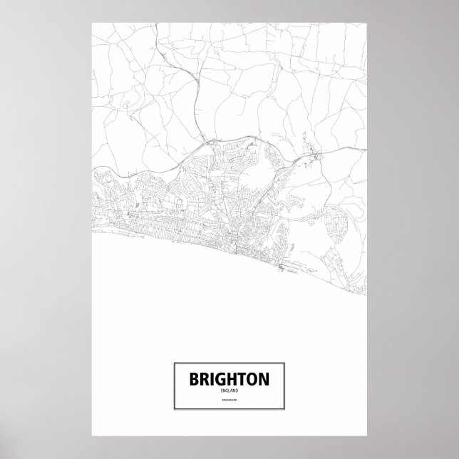 Póster Brighton, Inglaterra (negro sobre blanco) (Frente)