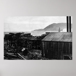 Póster Brighton, Oregon Lumber Mills en la fotografía de