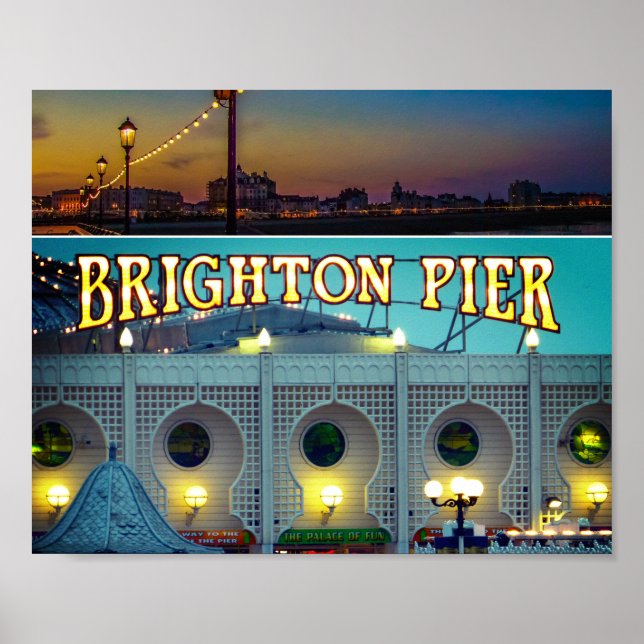 Póster Brighton Pier UK Dos fotos (Frente)