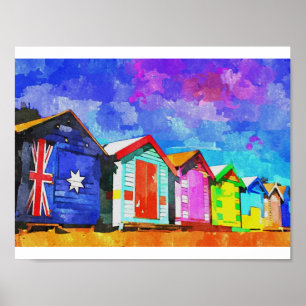 Póster Brighton que baña la pintura de la acuarela de las