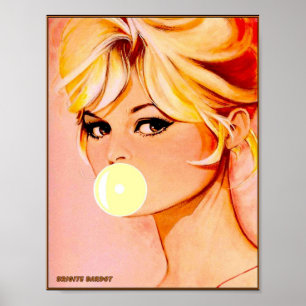 Póster BRIGITE BARDOT Vintage Burbubble Bowers Print