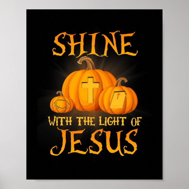 Póster Brilla Con La Luz De Jesús Halloween Cristiano (Frente)