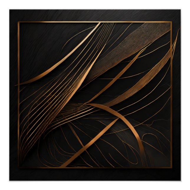 Poster brillant Ligne cuivrées sur noir (Anverso)