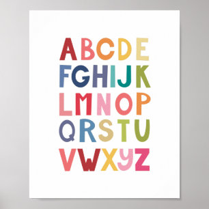 Póster Brillante ABC Unisex niños habitación Wall Art Pla