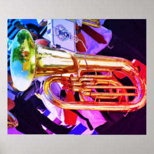 Póster Brillante Banda De Brass De Perspectiva De Tuba