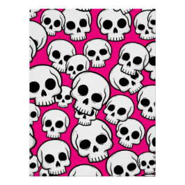 Póster brillante con patrón de calavera rosa