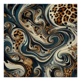Póster brillante con remolino de estampado de leop