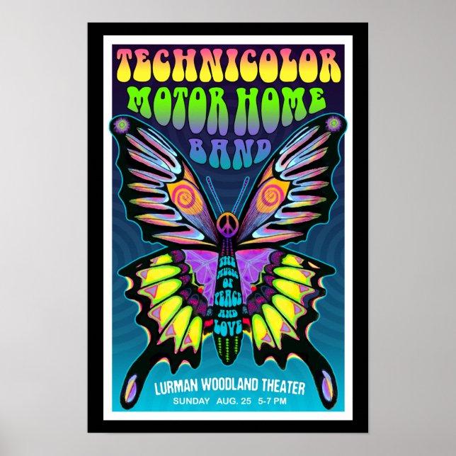 Póster Brillante Concierto de Lurman de Mariposa Psicodél (Frente)