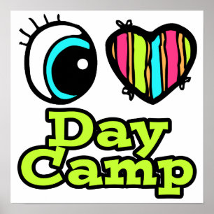 Póster Brillante corazón ocular me encanta el campamento