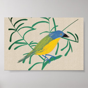 Póster Brillante cosecha de pájaro africano en tela de co