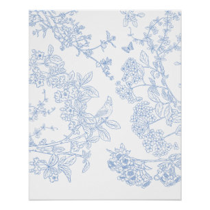 Póster brillante de Chinoiserie azul