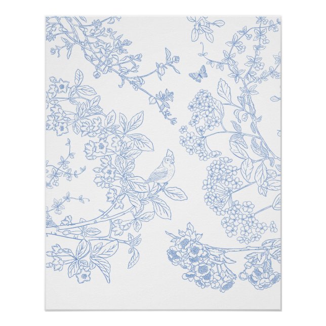 Póster brillante de Chinoiserie azul (Anverso)