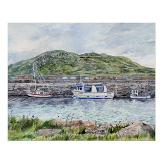 Póster brillante de Cleggan Harbour, Connemara, Ga