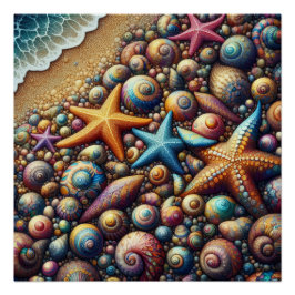 Póster brillante de costa de fantasía