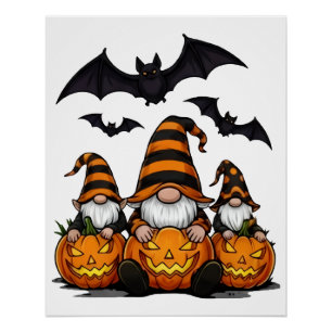 Póster brillante de Gnomo de Halloween