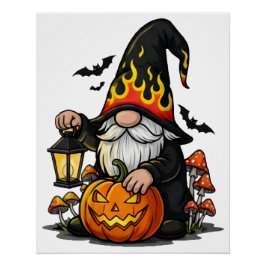 Póster Brillante de Gnomo de Halloween