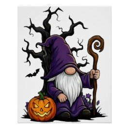 Póster Brillante de Gnomo de Halloween