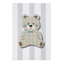 Póster brillante de guardería de osito de peluche