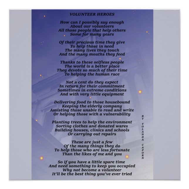 Poster brillante de héroes voluntarios (Anverso)