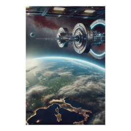 Poster brillante de innovación en órbita