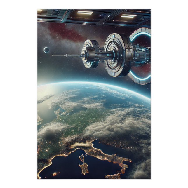 Poster brillante de innovación en órbita (Anverso)