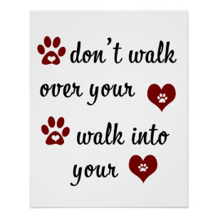 Poster brillante de la cita del corazón de Paw