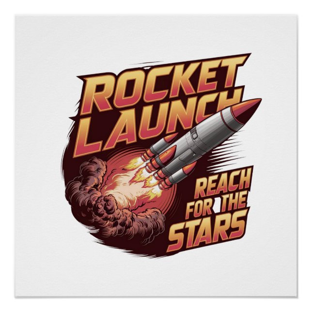 Poster brillante de lanzamiento de cohete intenso  (Anverso)