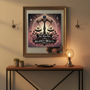 Poster brillante de Libra "Equilibrio de belleza"