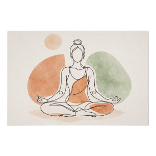 Póster Brillante de Meditación Yoga Minimalista