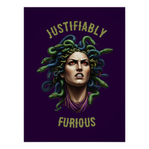 Póster brillante de Medusa furiosa
