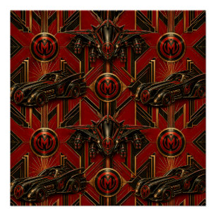 póster brillante de Munkus/patrulla nocturna rojo