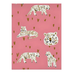 Póster brillante de niña coqueta vintage y preppy