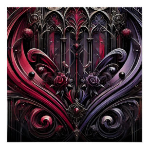Póster Brillante de Rosa Gótica