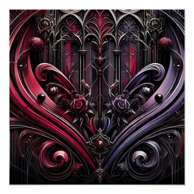 Póster Brillante de Rosa Gótica (Anverso)