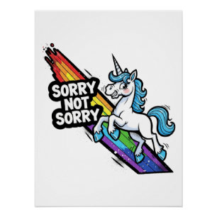 Póster Brillante de Unicornio Sorry not Sorry