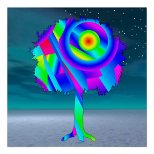 Poster brillante del árbol del arcoiris