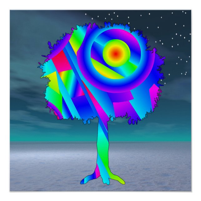 Poster brillante del árbol del arcoiris (Anverso)