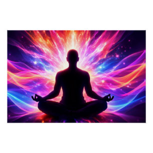 Póster Brillante del Chakra de Meditación Arte Esp