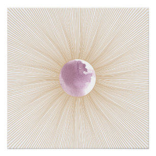 Póster brillante del ciclo lunar geométrico dorado