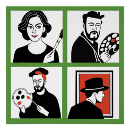 Poster brillante del Cuarteto de Artistas