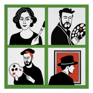 Poster brillante del Cuarteto de Artistas