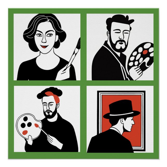 Poster brillante del Cuarteto de Artistas (Anverso)