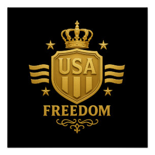 POSTER brillante del Emblema Dorado de la Libertad