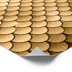 Póster Brillante Destello Dorado Bronce Escama de Pez Sir