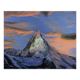 Poster brillante - "El Matterhorn al atardecer"