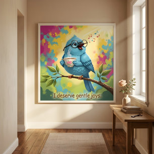 Póster Brillante Estética de Pájaro Acogedor